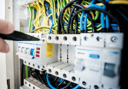 Technician wiring AV system