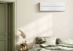 Close-up of residential heat pump